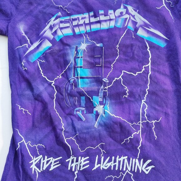 Metallica Ride the Lightning T-shirt purple with graphic women's youth size L - Picture 6 of 8